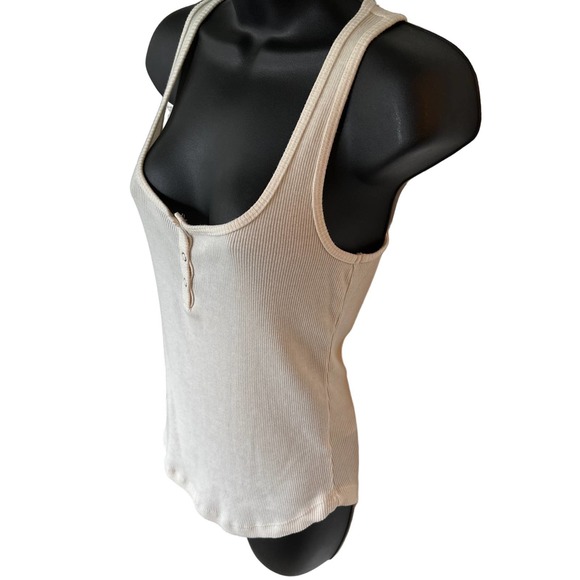T.LA Cream Snap Front Ribbed Women's Tank Top- size Small - Picture 3 of 5